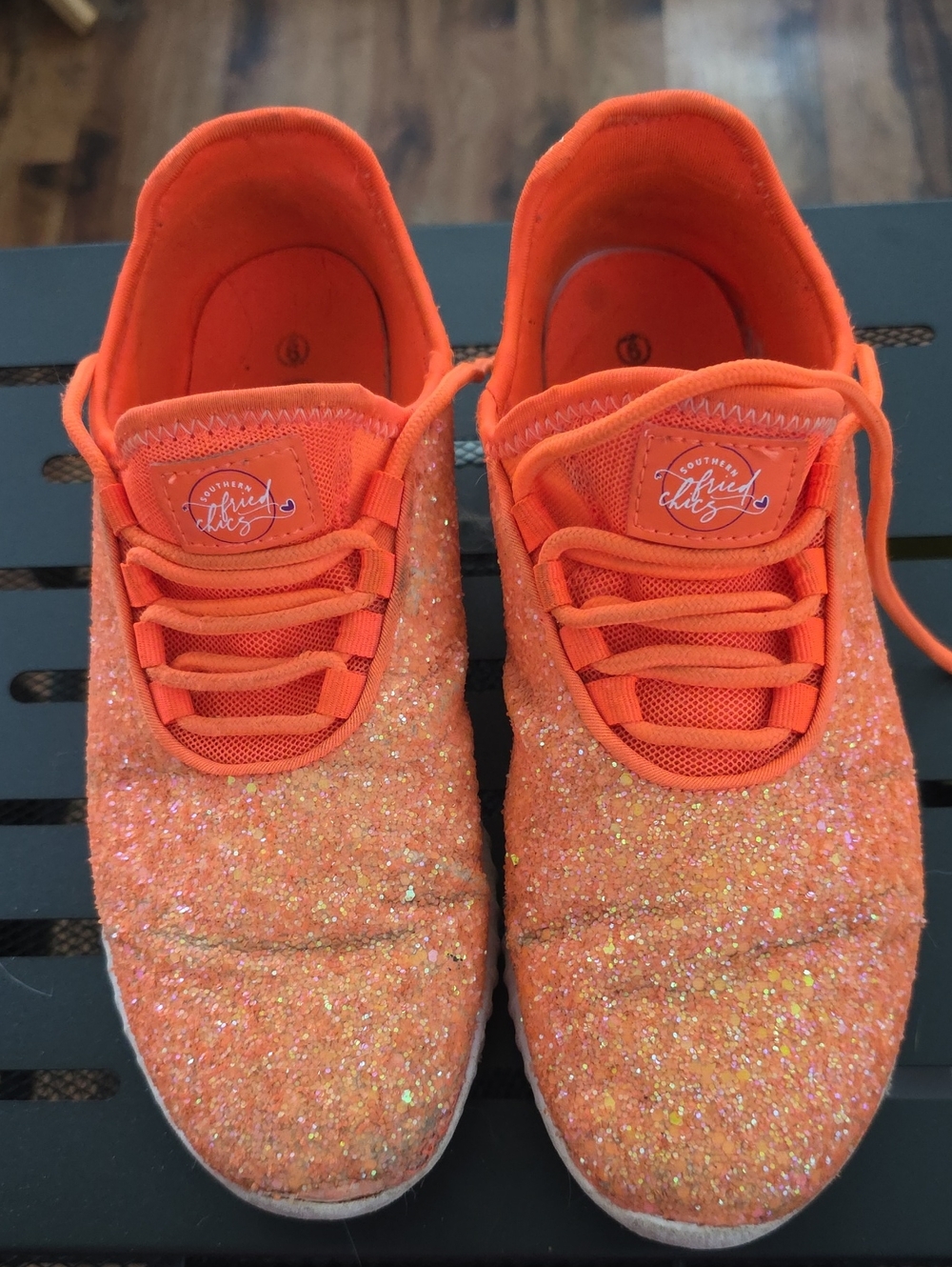 Southern Fried Chics Women's Orange Glitter Sneakers Size 9